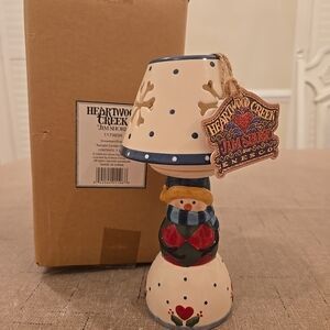Jim Shore Snowman/Shade Tealight Candle Holder Figurine Original Box